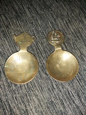 £10 • Buy 2 X Vintage Brass Weba Ware Caddy Spoons ' And One For Me ' & Cornish Pixie 