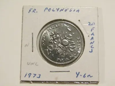 French Polynesia 1973 20 Francs Unc Coin • $8.99