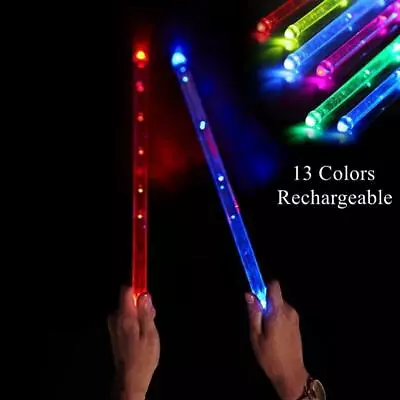 Light Up 13 Color Changing LED Gradient Glow Drumsticks Rechargeable With Switch • $24.43