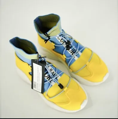 Versace Gummy Flyknit Sock Yellow Blue Sneaker NIB Sz 7 • $375