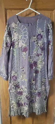 Lilac/purple Embroidered Eid Dress Pakistani With Trouser 3pc • £25