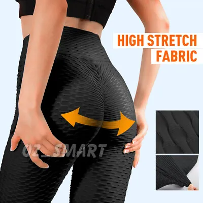 Women Yoga Pants Push Up Leggings Sports Gym Fitness Anti Cellulite Butt Lift AU • $13.36
