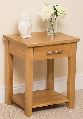 Oslo Solid Oak Lamp Table | 1 Drawer | Natural Oak Wood Occasional Table • £139