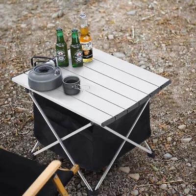 Folding Camping Table Portable Aluminium Desktop Outdoor Picnic With Storage Bag • £20.95