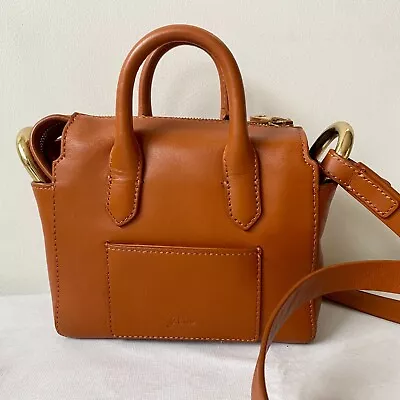 J Crew The Harper Mini Satchel Handbag Italian Leather Burnished Pecan • $75