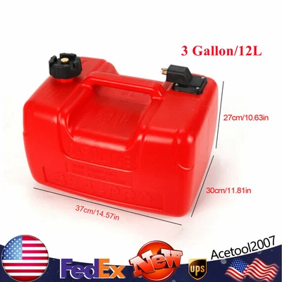 3 Gallon/12L Portable Marine Tank External Fuel Tank Boat Outboard Gas Tank • $42.76