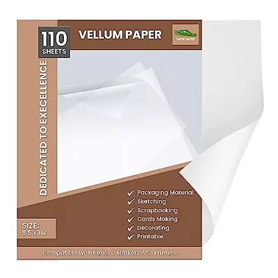 Vellum Paper 8.5 X 11 Translucent Printable 110 Sheets 93 GSM Transparent Cle... • $27.69