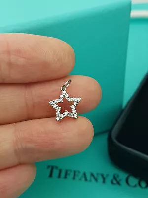 Tiffany & Co. Very RARE Platinum And 0.18ct Diamonds Mini Star Charm Or Pendant • $2274.61