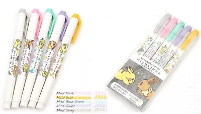 Zebra Mildliner Double Sided Highlighter - Fine / Bold Tip Pokémon 5 Colour SET • $34.95