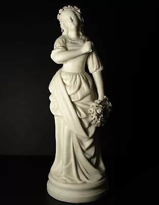 Antique 19th C English Parian Ware Figurine - Woman Holding Floral Bouquet 13  • $195