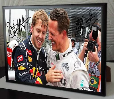 Michael Schumacher & Seb Vettel Signed Canvas Tribute Black Framed  Great Gift 2 • $25.25