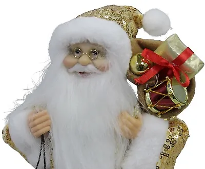 Father Christmas Santa Ornament 30cm Freestanding Christmas Santa Gifts Gold • £12.99