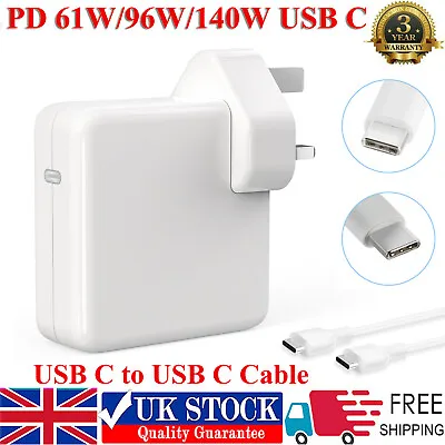 61W/96W/140W USB-C Wall Charger AC Power Adapter For Apple MacBook Pro Air IPad • £30.99