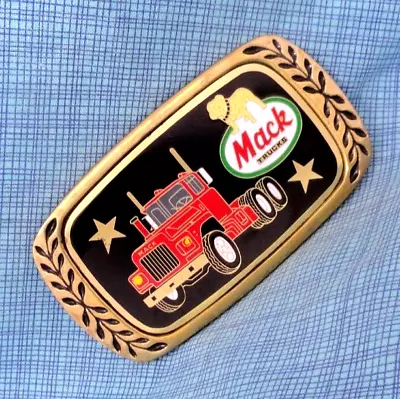 Mack Trucks Promo Belt Buckle Trucker Semi Solid Brass Vtg 80s Heritage  .QRT325 • $99.99