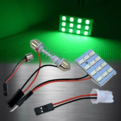 1x Green 12 LED Lamp Dome Roof Light Panel T10 Festoon BA9S Adapter A H L S JP • $9.99