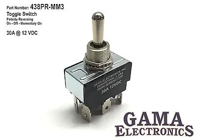 30 Amp Toggle Switch Polarity Reversing DC Motor Control On-Off-Momentary On • $18.95