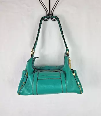 Cole Haan  Leather Shoulder Satchel Handbag Surf Teal Green • $89
