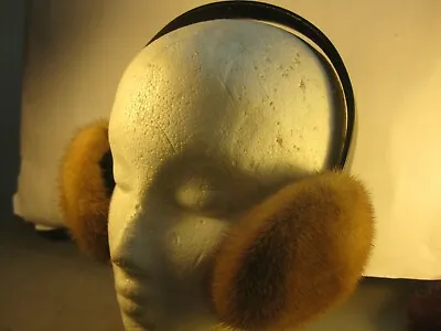 NEW LUNARAINE  COLOR MINK EARMUFFS With LEATHER  Band Finest Skins Great Prices  • $54.99