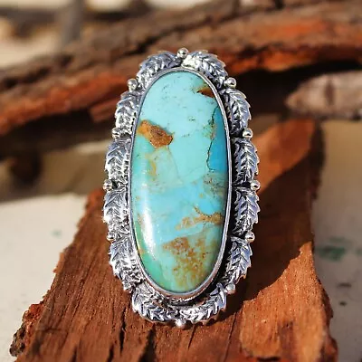 Vintage Ethnic Boulder Turquoise American Navajo 925 Silver Mens Ring Boho Sz 9 • $81.99