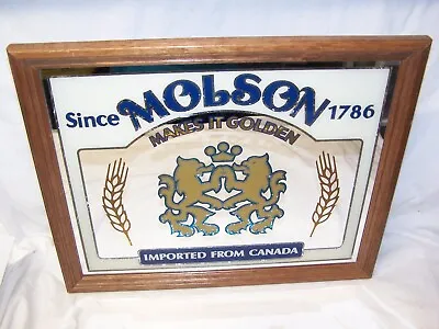 Vintage 19.5   Molson Beer Makes It Golden Light Up Mirror Sign 1985 EXUC WORKS • $29.95