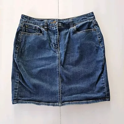 J Crew Jean Skirt Size 28 Womens Straight Stretch Medium Wash Blue Denim • $7