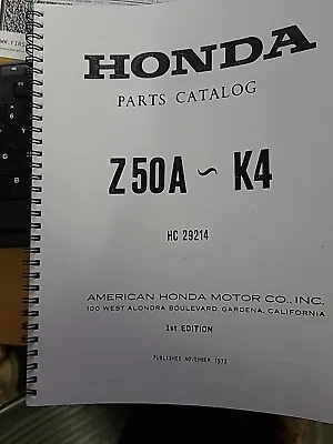Vintage Honda Z 50A ~ K4 Parts Catalog • $28