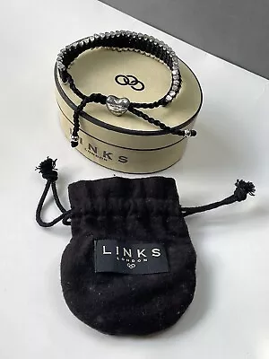 Limited Edition Links Of London 925 Sterling Silver Cord Black Bracelet Bag Box • £15