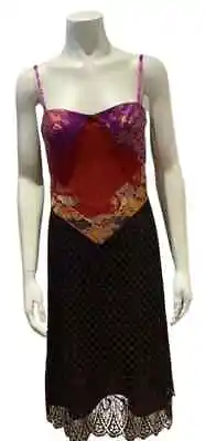 £200 • Buy Christian Lacroix Bazar 1980’s Bodycon Dress In Colorful Silk Size F 40 L Large 