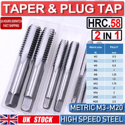 £5.39 • Buy 2 In 1 M3- M20 HSS Metric Taper & Plug Tap Set Right Hand Repair Tool Drill 1/6x