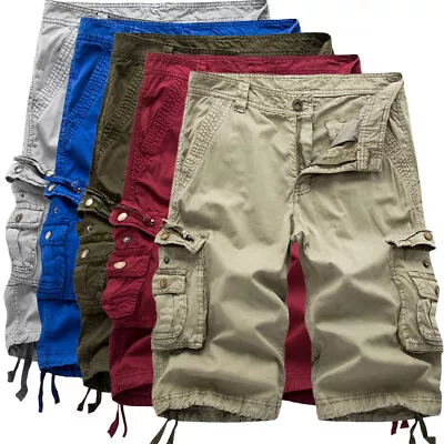 Mens Casual Solid Cargo Shorts Multi Pockets Washed Lounge -30 31 32 34 36 38 40 • $24.99