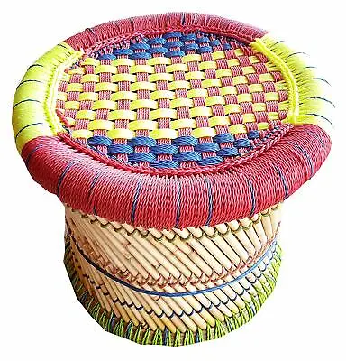 Handmade Colorful Meditation Stool Living/Garden Area By Bamboo Stick With Rope  • $64.99