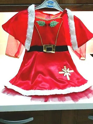 Christmas Santa Dress And Cape Child Small Party Fancy Dress Stage Carnival • £10