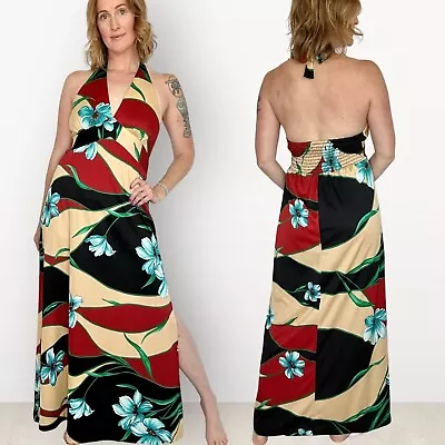 Vtg 70's Liberty House Nani Hawaiian Floral Halter Maxi Dress Fits M-m/l • £53.07