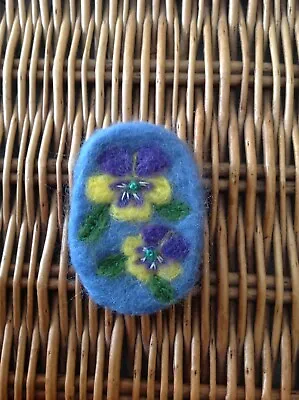 New  Handmade  Pansies In Spring   Needle Felted Brooch • £13