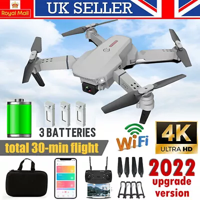 3 Batteries Drone X Pro 4K HD Selfie Camera WIFI FPV GPS Foldable RC Quadcopter • £28.99