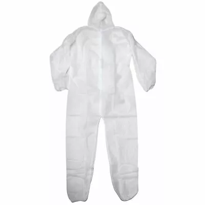 £9.50 • Buy Disposable White Coveralls Painters Protective Overall Boiler Suit Hood Lab Coat