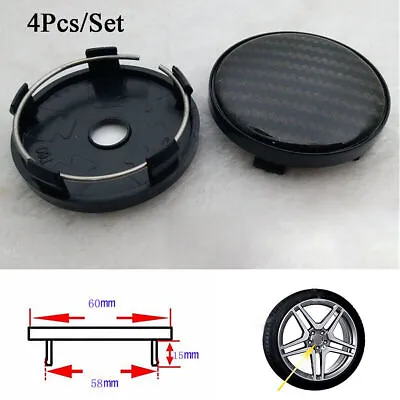 4Pcs 60mm/58mm Carbon Fiber Pattern Car Wheel Center Hub Caps Decorative Covers • $30.01