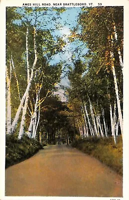 AMES HILL ROAD Brattleboro Vermont White Border Postcard C. 1910s Curt Teich • $5.05