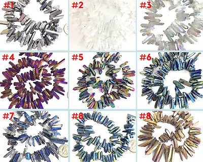 Natural Quartz Point Branch Beads 15  12-35mm Hand Cut Top Drill Crystal Making • $14.99