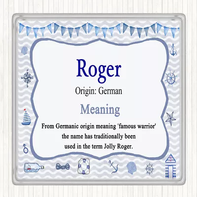 Roger Name Meaning Drinks Mat Coaster Nautical • £6.95