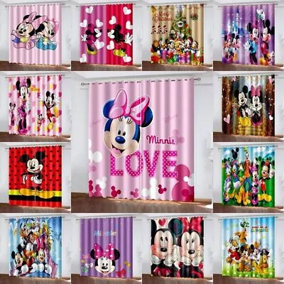 3D Disney Mickey Minnie Mouse Thick Thermal Blackout Curtains Ring Top Eyelet UK • £21.11