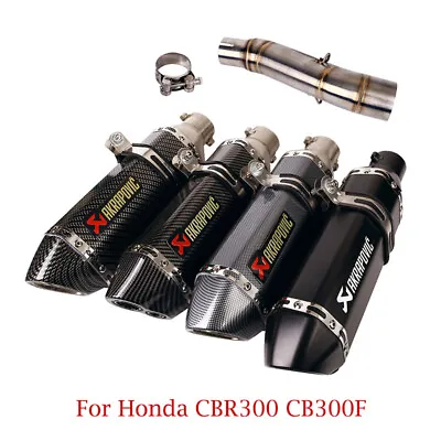 Slip On For Honda CBR300R CB300F Exhaust System Mid Link Pipe Tail Muffler 370mm • $107.19
