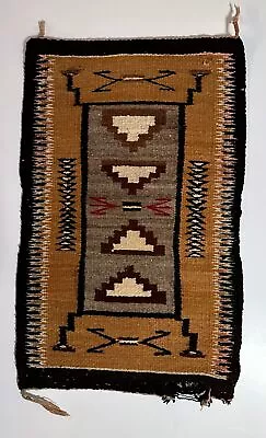 ANTIQUE VINTAGE OLD NAVAJO GALLUP THROW GEOMETRIC RUG WEAVING 30 X19  • $44.99