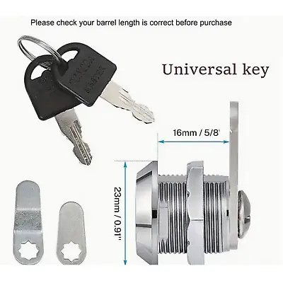 1Pcs 16mm Keyed Cylinder Cam Locks Tool Box File Cabinet Desk Drawer With 2 Keys • $10.44