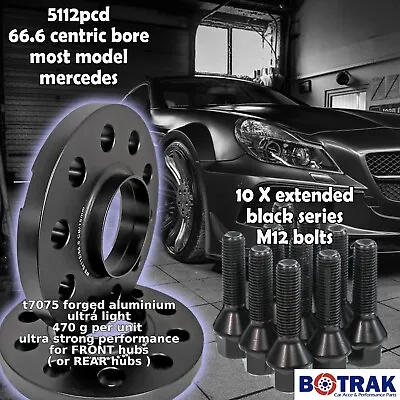 Alloy Wheel Spacer Spacer Kit For MERCEDES 5x112 66.6 15mm + 12x1.5 Bolts • $49.67