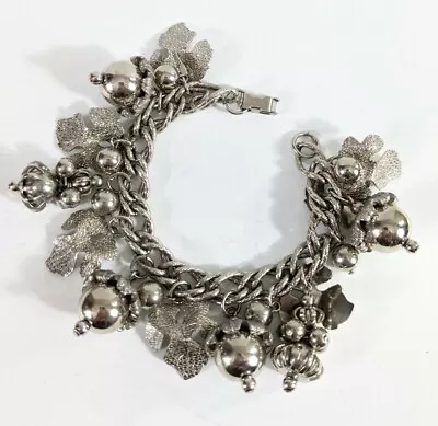 Acorn Dangle Bracelet Vintage Silver Toned Fall Dangly Charm Chain Leaves  • $44.95