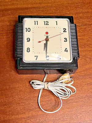 Vintage Telechron Art Deco NP-319 2H15S Black Wall Clock Tested Working 30s 40s • $39