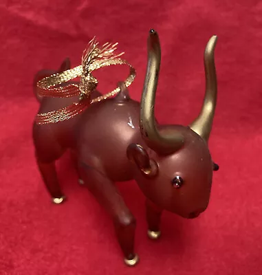 Vintage Wall Street OX Bull Blown Glass Christmas Ornament Rare • $35