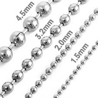  1.5mm-5mm 10 -100  Silver Stainless Steel Ball Necklace Chain HN6 USA Seller • $11.09