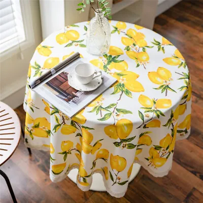 $21.38 • Buy Lemon Print Tablecloth Round Lace Dining Kitchen Table Cloth Cover Home Decor